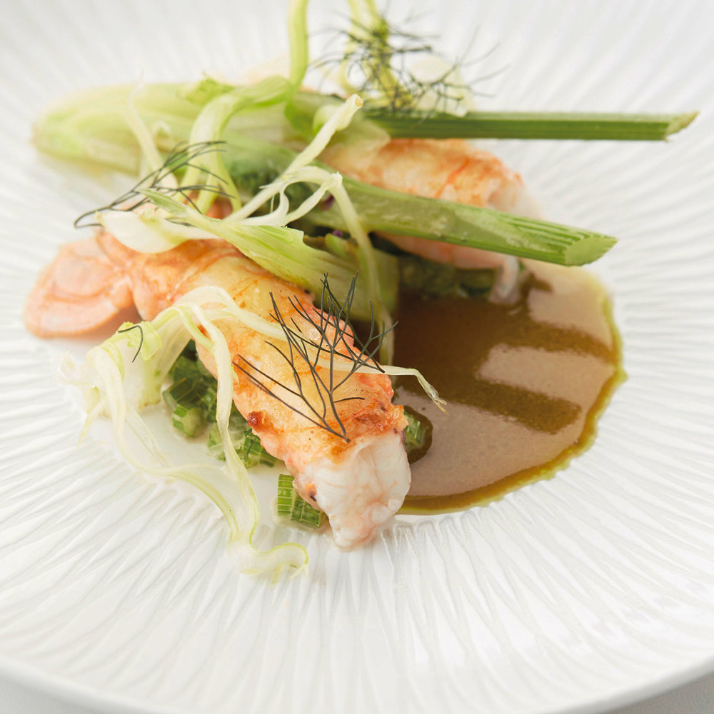 Prawns with fennel and Elixir d’Anvers